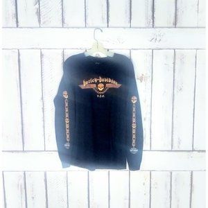 Mens black Harley Davidson long sleeve pullover tshirt